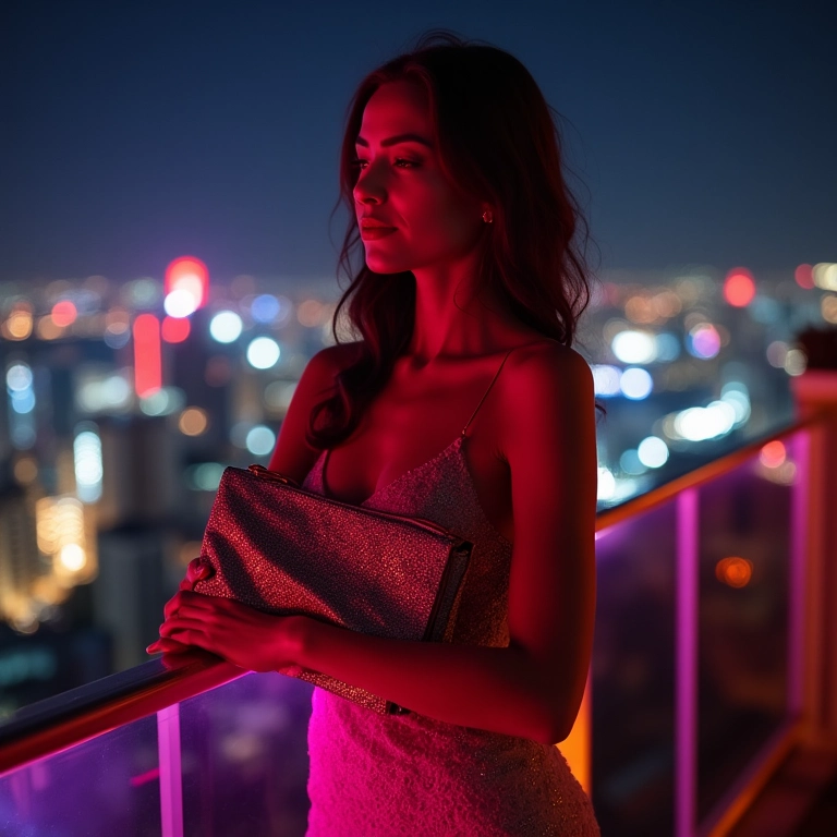 Clutch brilhante para noite de festa em cobertura no Rio de Janeiro.