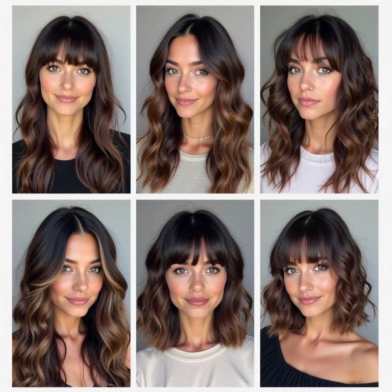 Colagem de diferentes cortes de cabelo que valorizam as ondas 2B.