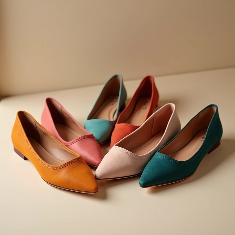 Coleção de sapatilhas bico redondo coloridas.