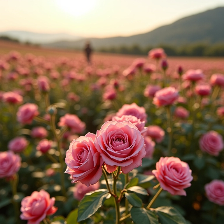 Colheita de rosas em Grasse, França, para os perfumes Chanel.