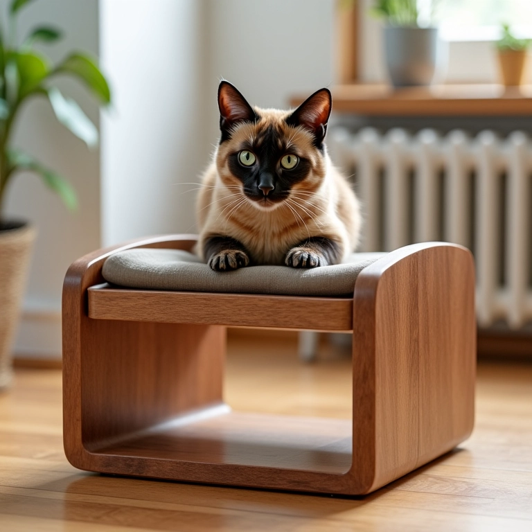Comedouro elevado para gatos com design moderno.