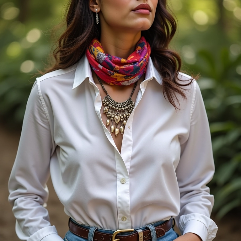 Como combinar a camisa branca com acessórios.