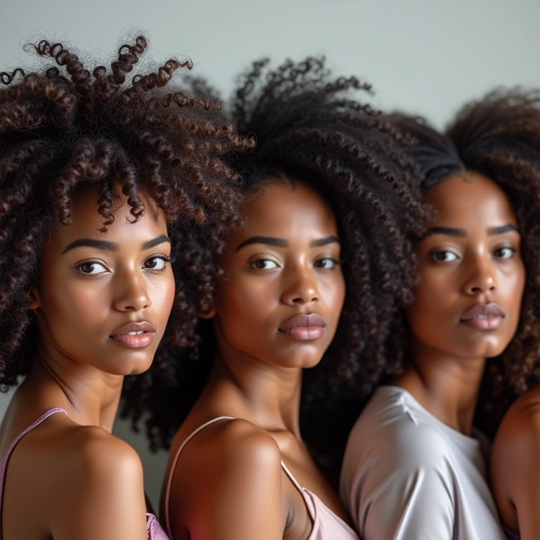 Comparação de diferentes tipos de cabelo com foco no cabelo 2A.