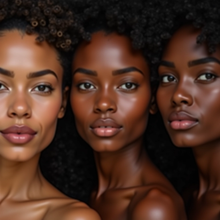 Comparação de tons de base em diferentes tons de pele: claro, médio e escuro.