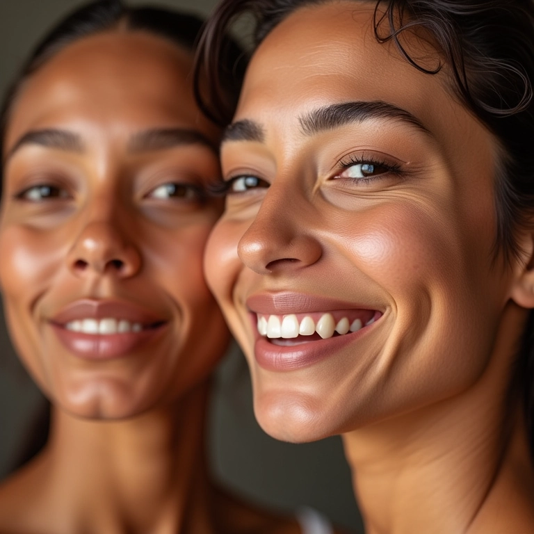 Comparação pó solto e compacto na pele radiante.