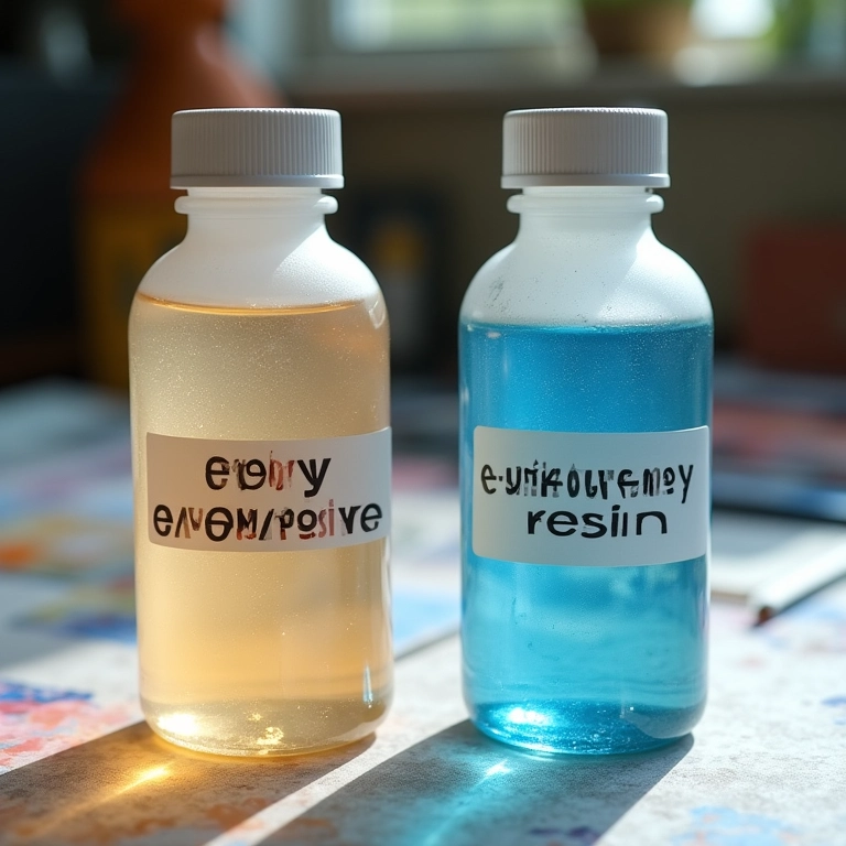 Comparativo de custo: resina epóxi (mais cara) e resina poliéster (mais acessível).