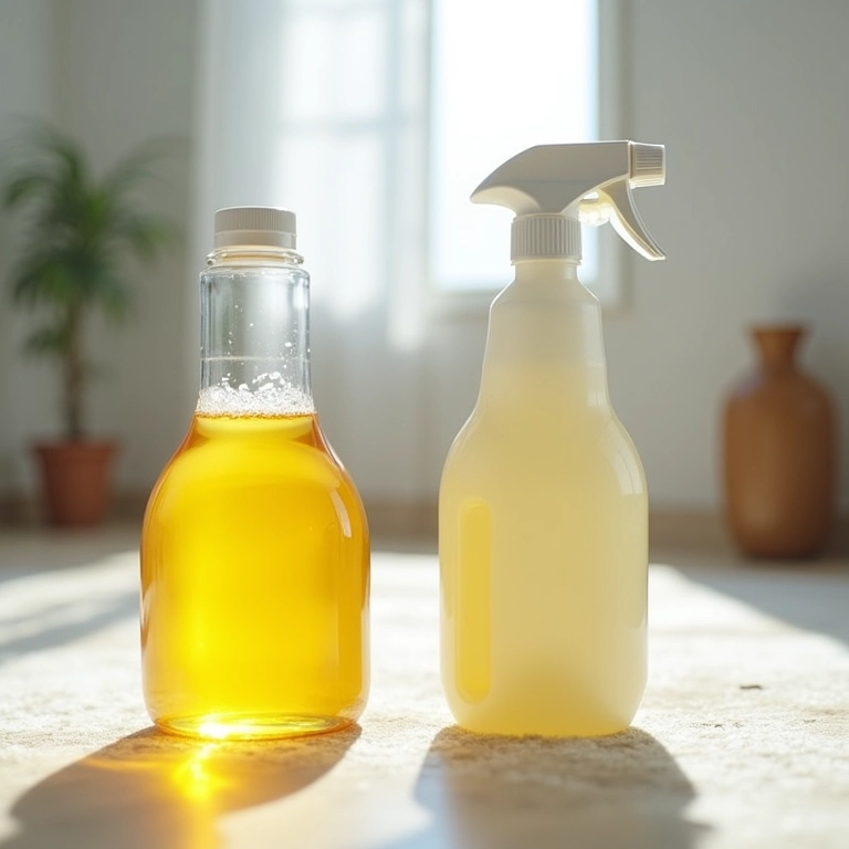 Comparativo de produtos caseiros e industrializados para limpeza de tapetes.