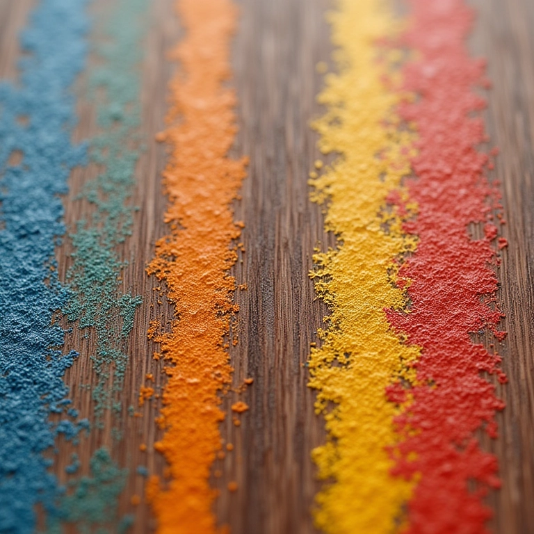 Comparativo de tintas acrílica e a óleo em amostra de Bauernmalerei.