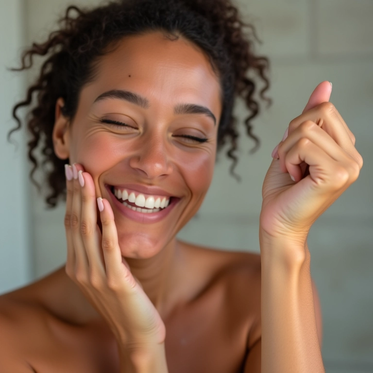 Comparativo do tom de pele antes e depois do autobronzeador.