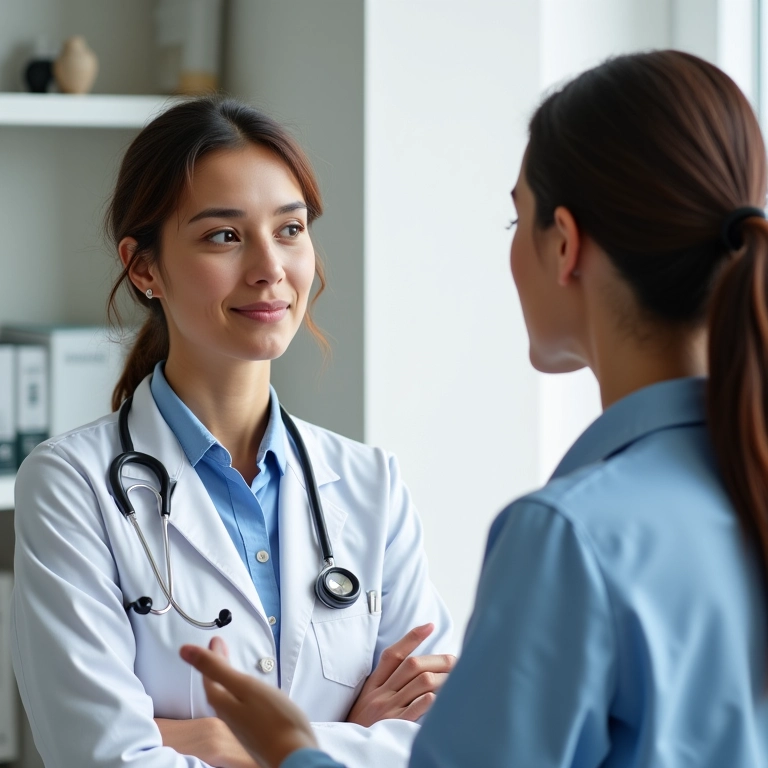 Consulta médica sobre cuidados antes do preenchimento labial.