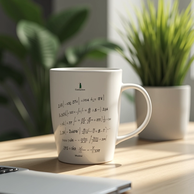 Copo personalizado com equações estatísticas.