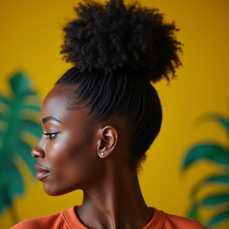 Coque abacaxi moderno em cabelo crespo 4A.