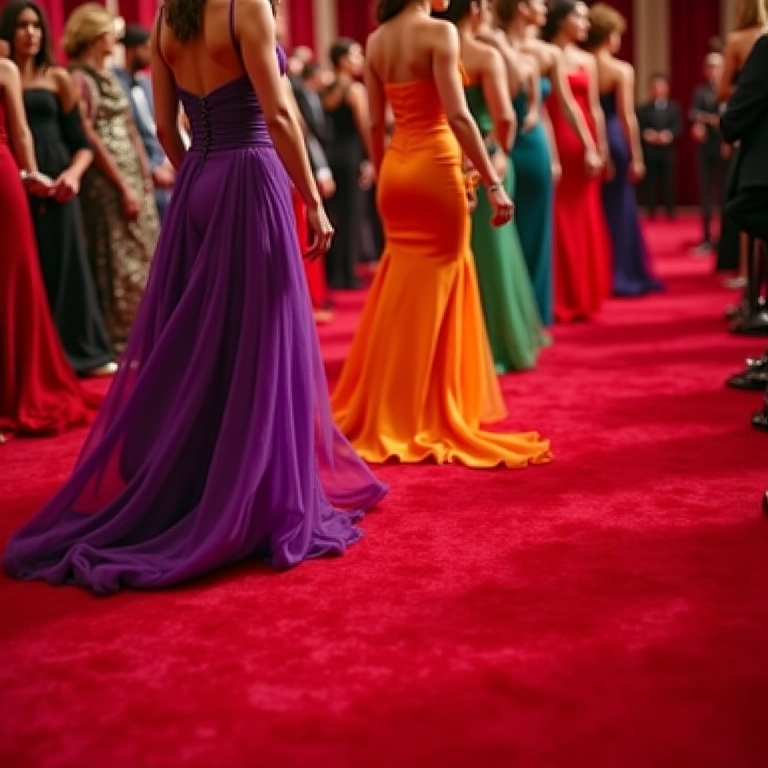 Cores vibrantes no tapete vermelho do Oscar.