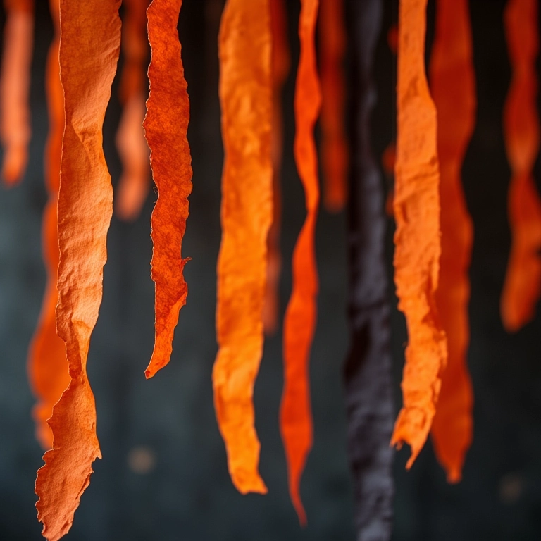 Correntes assustadoras feitas com papel crepom para o Halloween.