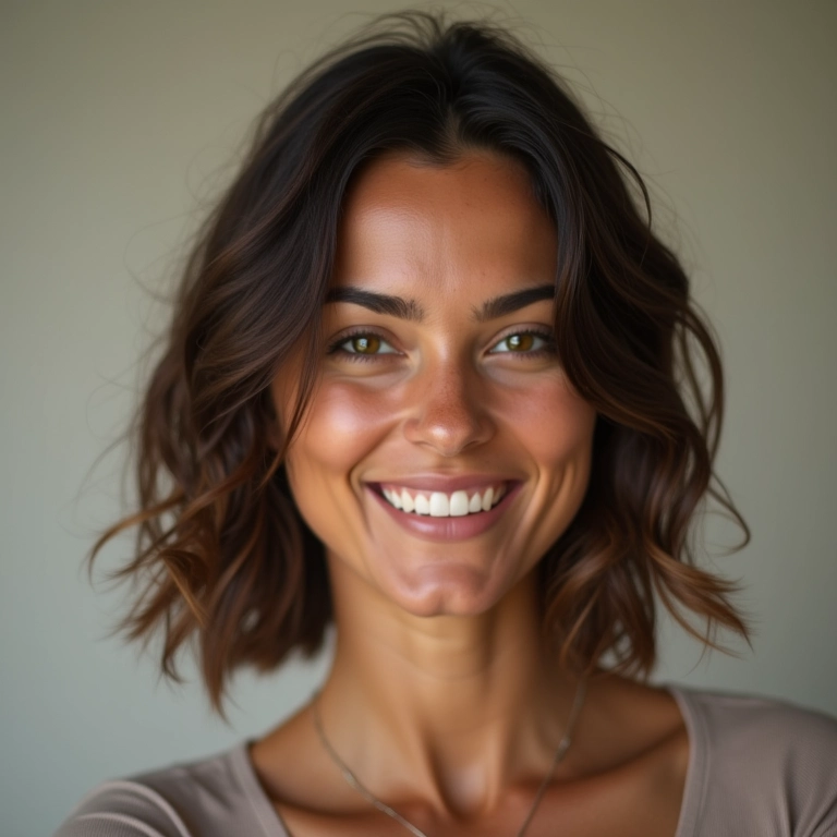 Corte em camadas médias para rosto triangular: movimento e volume equilibrado.