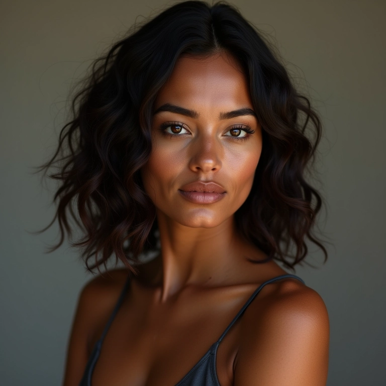 Corte em V em cabelos de mulher brasileira, volume controlado.