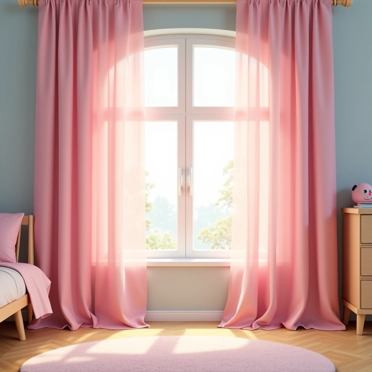 Cortinas leves e coloridas em quarto Tumblr.