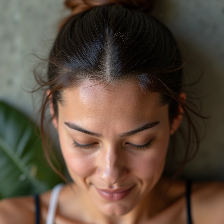 Couro cabeludo com aplicação de henna, mostrando a redução da queda de cabelo.