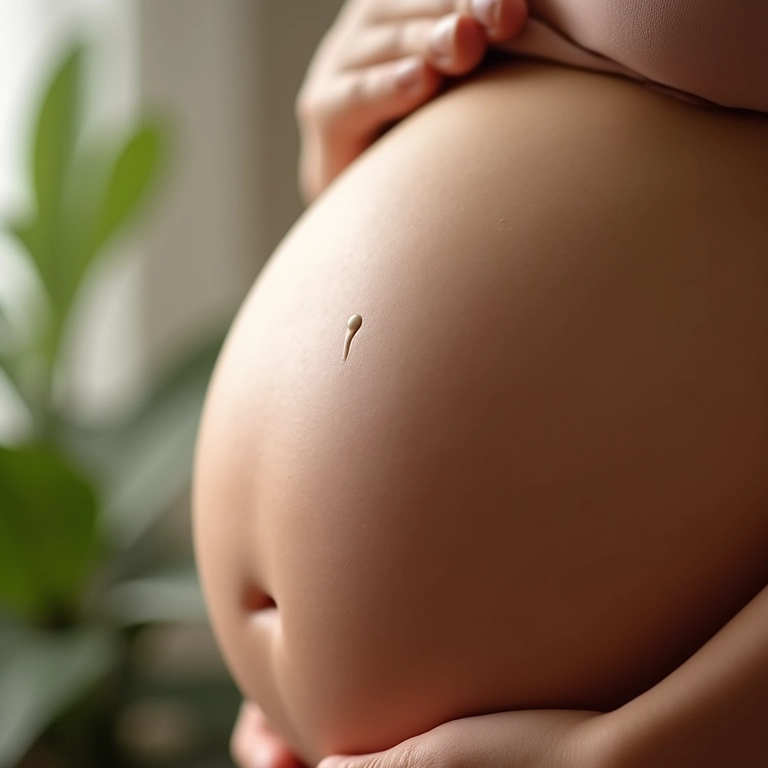 Creme Mustela Maternité na barriga de uma gestante.