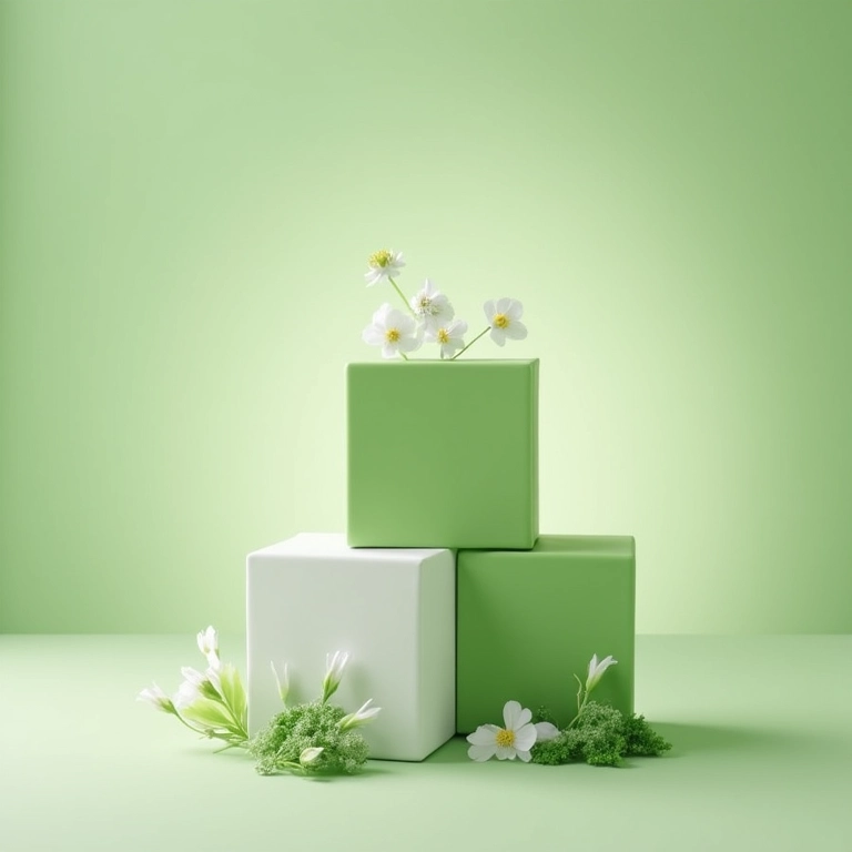 Decoração de batizado em verde e branco com blocos de bebê.