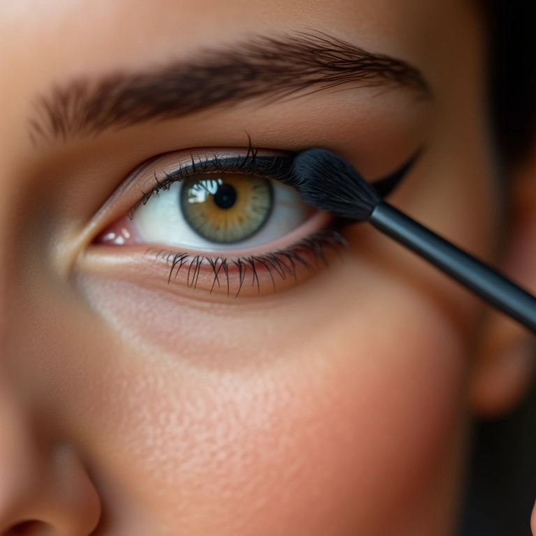 Delineado gatinho perfeito em olhos amendoados.