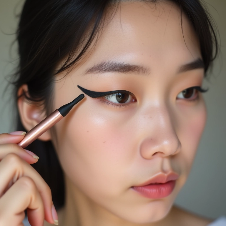 Delineado gatinho perfeito para realçar o olhar asiático.