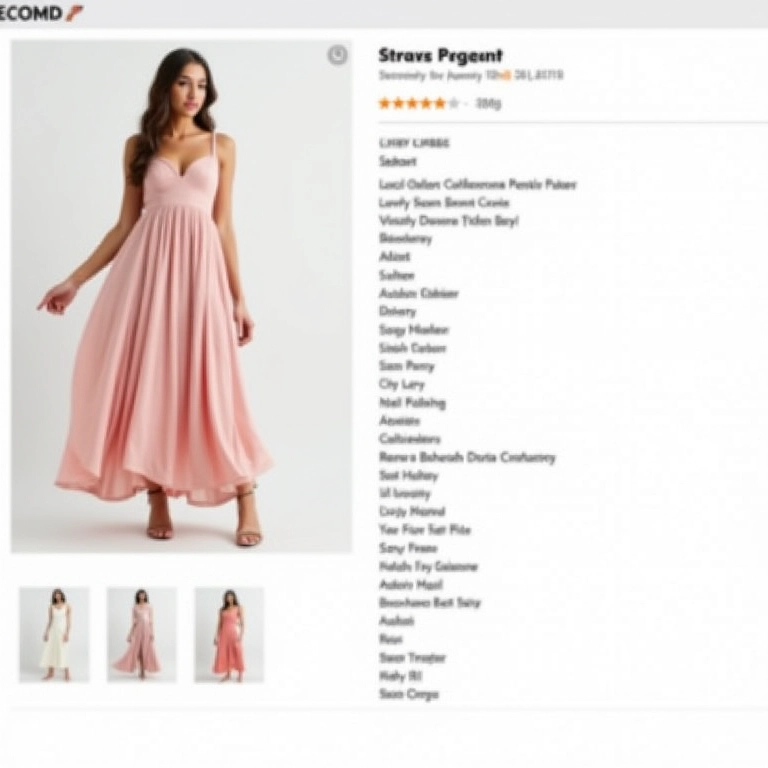 Descrição detalhada de vestido em e-commerce de moda.