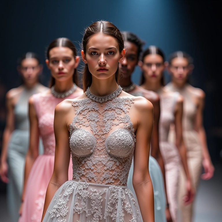 Desfile da mais recente coleção da Dior, com designs inovadores e modelos diversos.