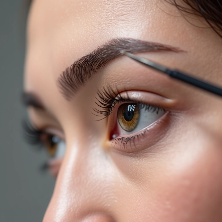 Design de sobrancelhas com linha, precisão e higiene no formato.