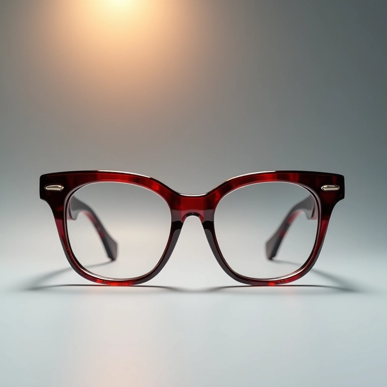 Detalhe de armação de óculos de grau como acessório de moda.