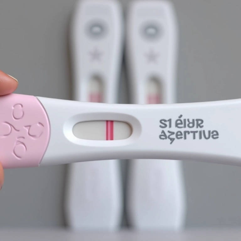 Detalhe de dois testes de gravidez, um positivo e outro negativo.
