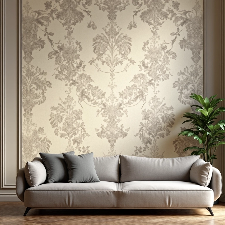 Detalhe de papel de parede vinílico, destacando sua textura e durabilidade.