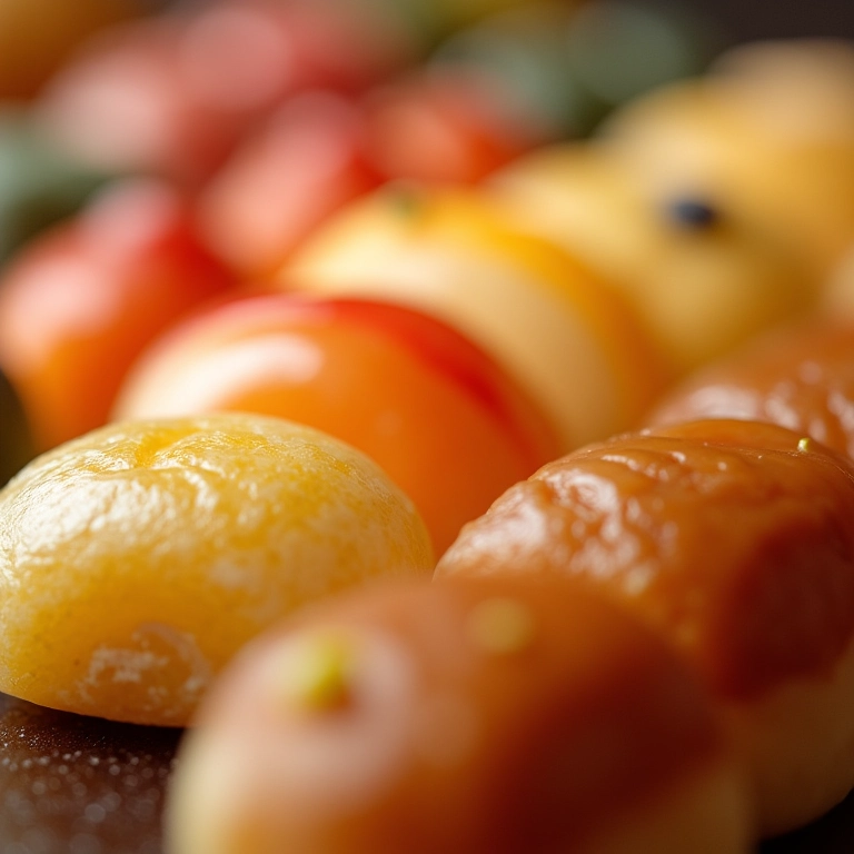 Detalhe de wagashi, doces tradicionais japoneses.