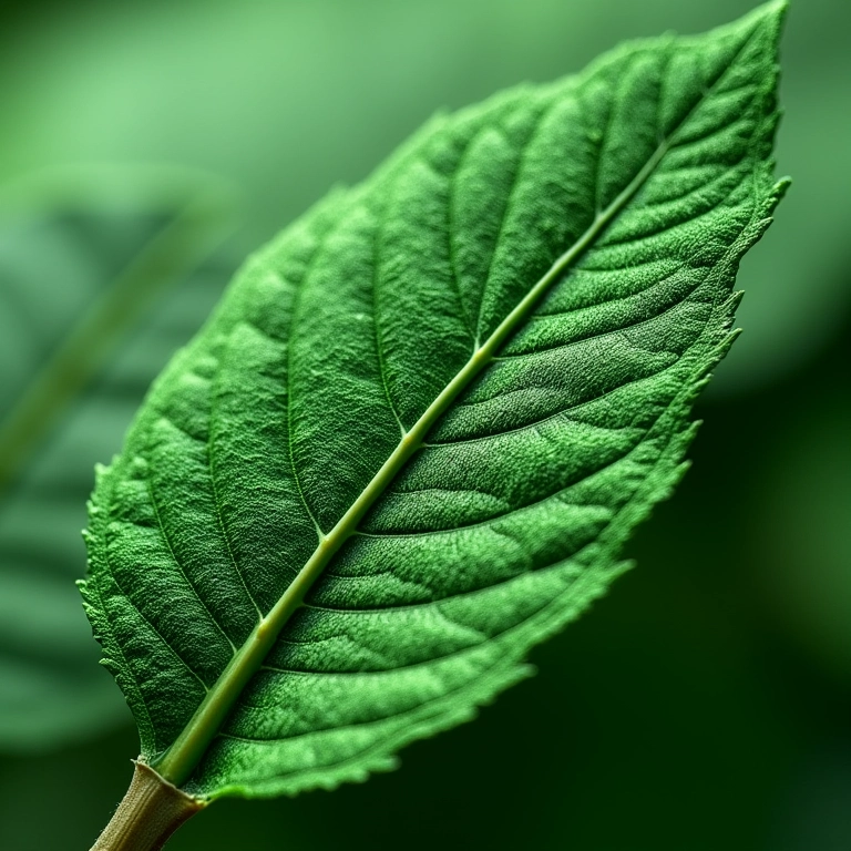 Detalhe do ponto cheio preenchendo uma folha com tons de verde.