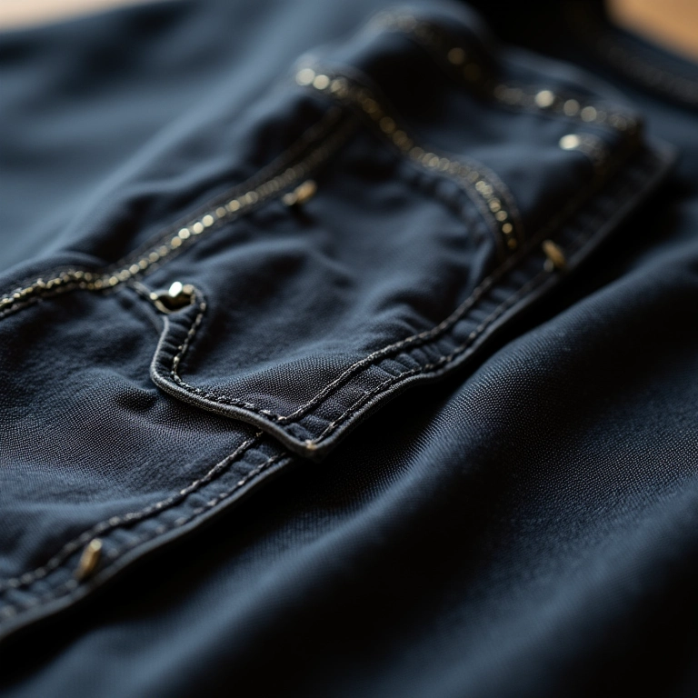 Detalhes de alta qualidade em roupas masculinas, demonstrando a atenção aos detalhes e o propósito da marca.