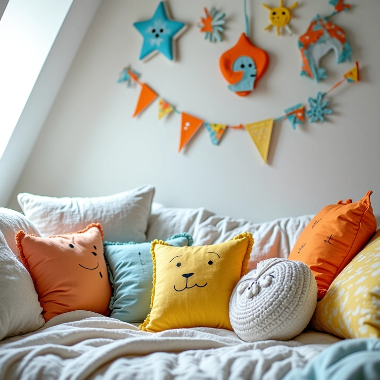 Detalhes decorativos em quarto infantil masculino, com cores vibrantes.