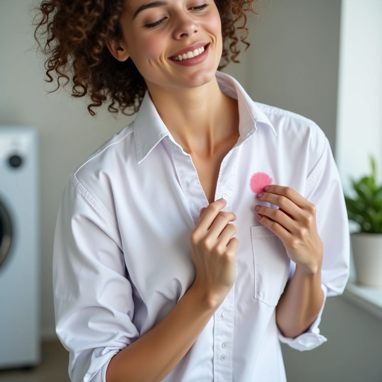 Detergente neutro sendo aplicado em mancha de batom.