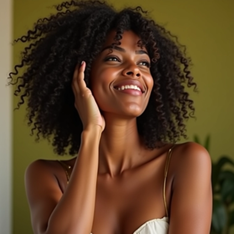 Dicas extras: mulher massageando o couro cabeludo com óleo de abacate.