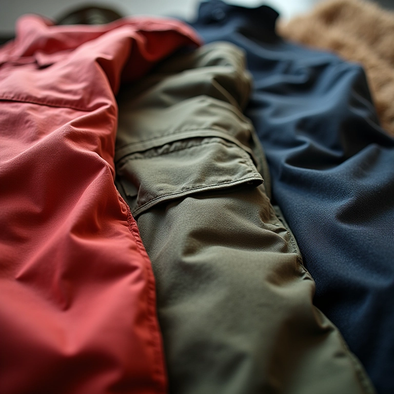 Diferentes tecidos para parkas femininas: algodão, nylon, lã.