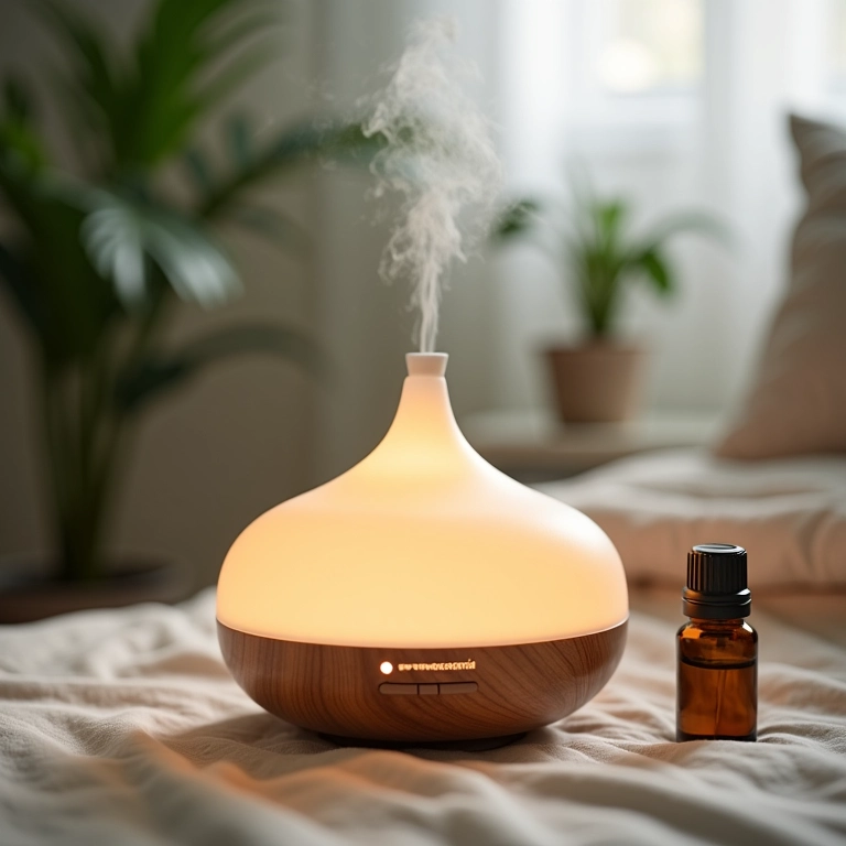 Difusor de aromaterapia com óleos essenciais.