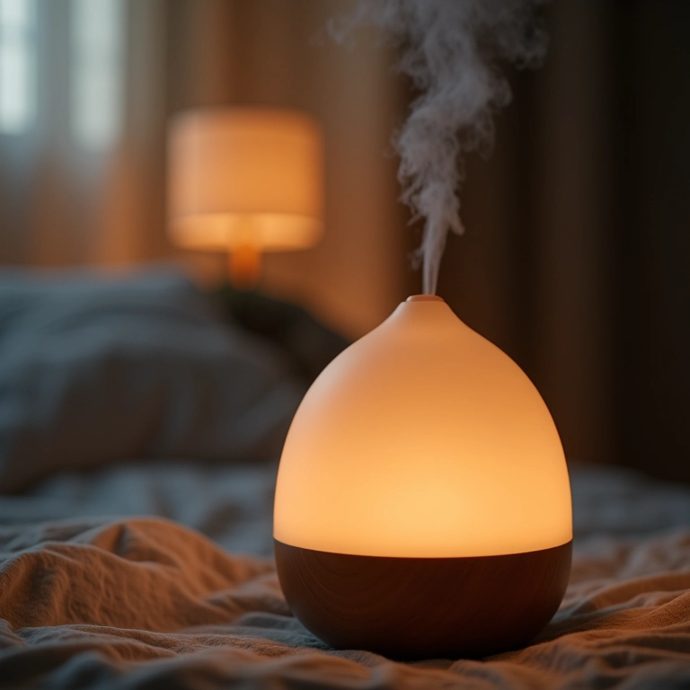 Difusor de óleos essenciais liberando aroma.