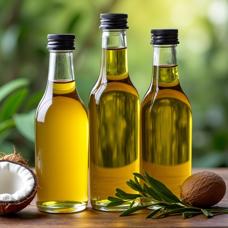 Diversos óleos vegetais para nutrição capilar.