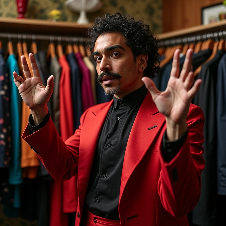 Drag king escolhendo figurino e acessórios