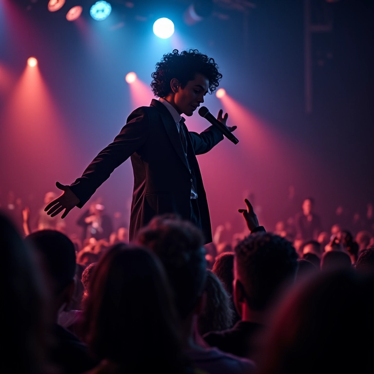 Drag king performando no palco com energia