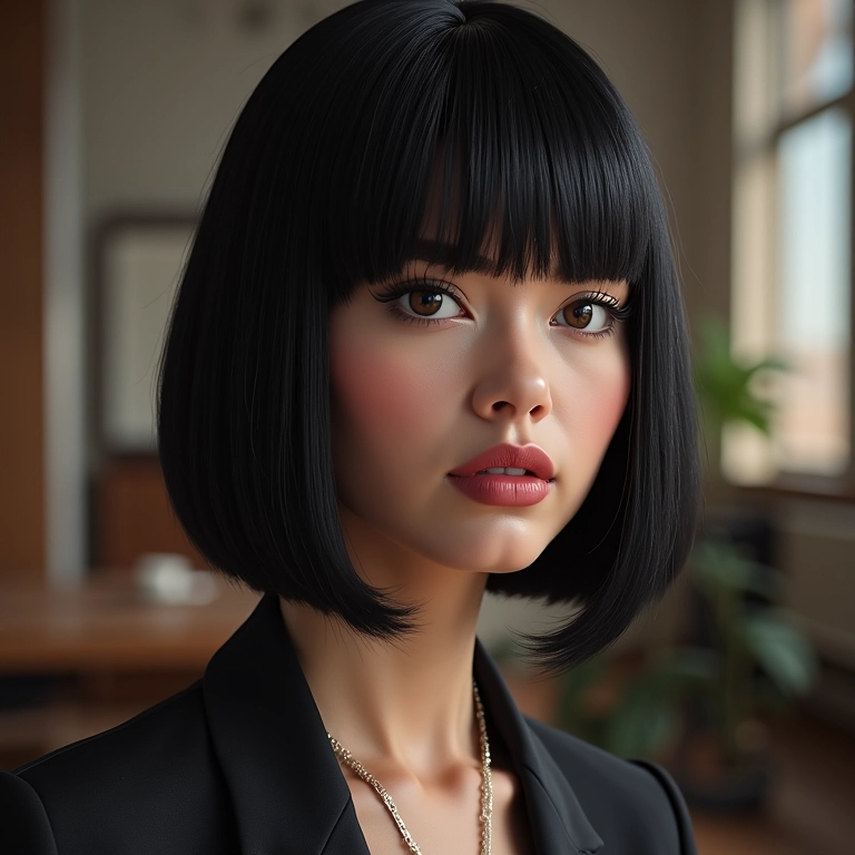 Editora poderosa inspirada em Anna Wintour no escritório da Vogue.