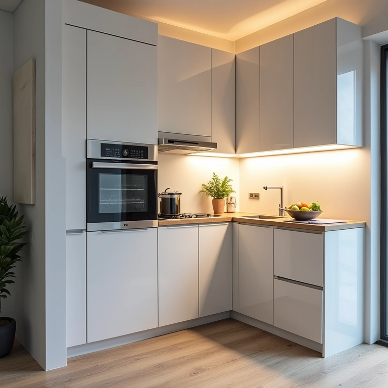 Eletrodomésticos que otimizam o espaço em cozinha de canto.