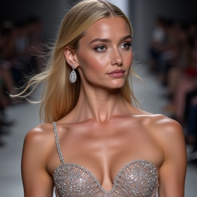 Elsa Hosk desfilando com o Fantasy Bra de 2018.