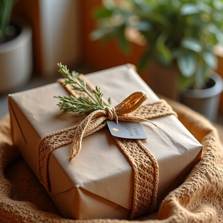 Embalagem caprichada e apresentação impecável de um produto de crochê.