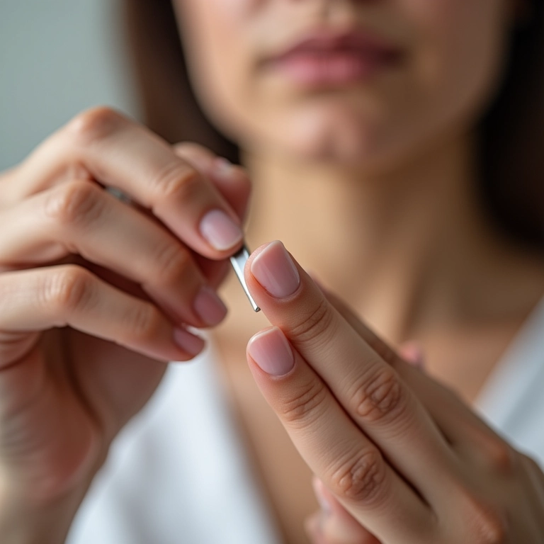 Empurrando as cutículas com cuidado.