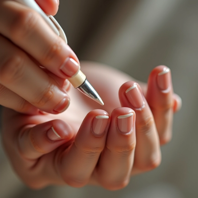 Endurecedor de unhas com cálcio sendo aplicado.